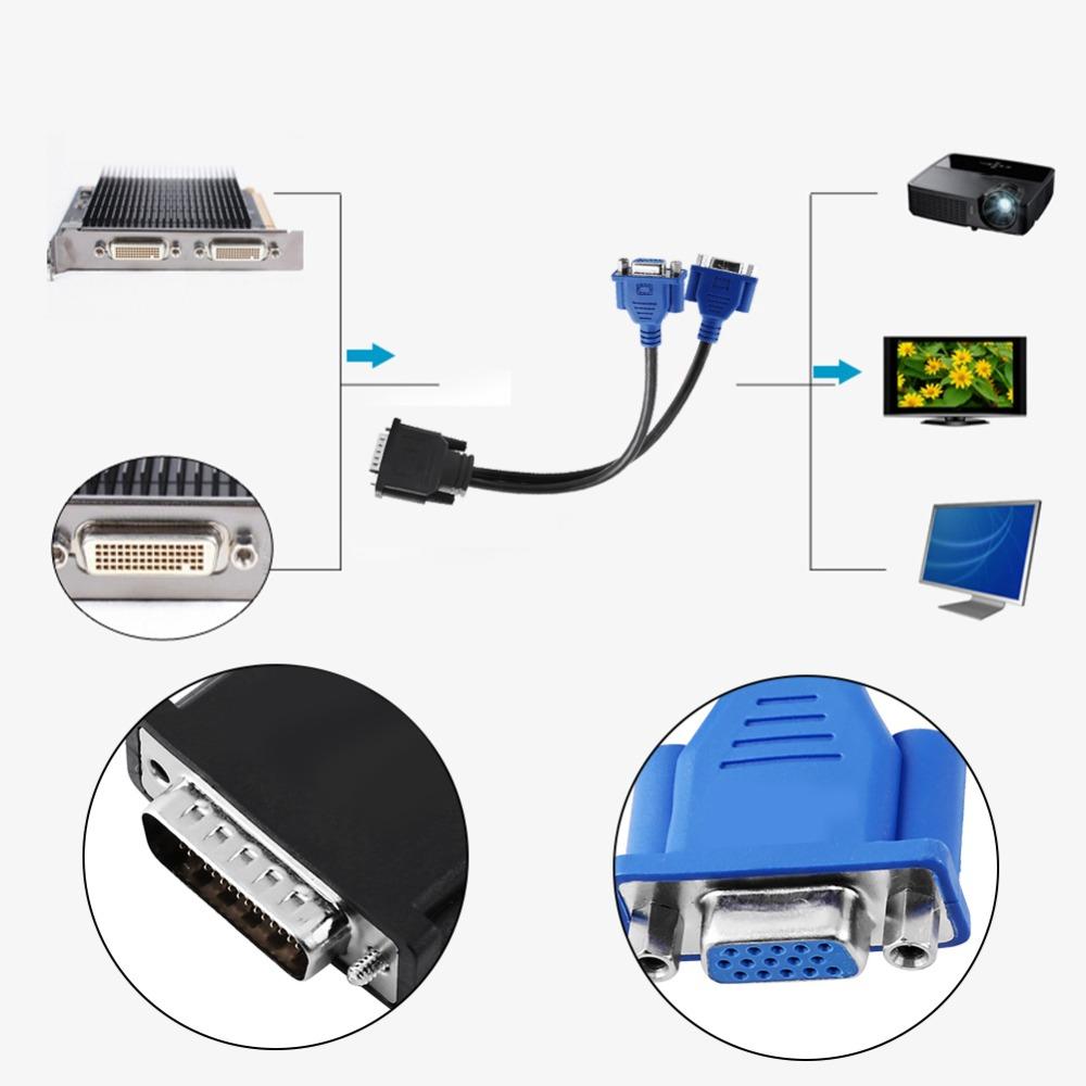 15-контактный female DMS-59 Разветвитель Адаптер Двойной Выход Практичный Видео Разветвитель Кабель DVI На VGA Адаптер Подключение Монитора