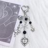 Y2K Punk Heart Snake Bow Pendant Keychain Personality Sweet Cool Beaded Keyring  Bag Charms Key Holder Gifts
