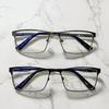 Men Square Metal Large Frame Reading Presbyopia Glasses Business Eyewear