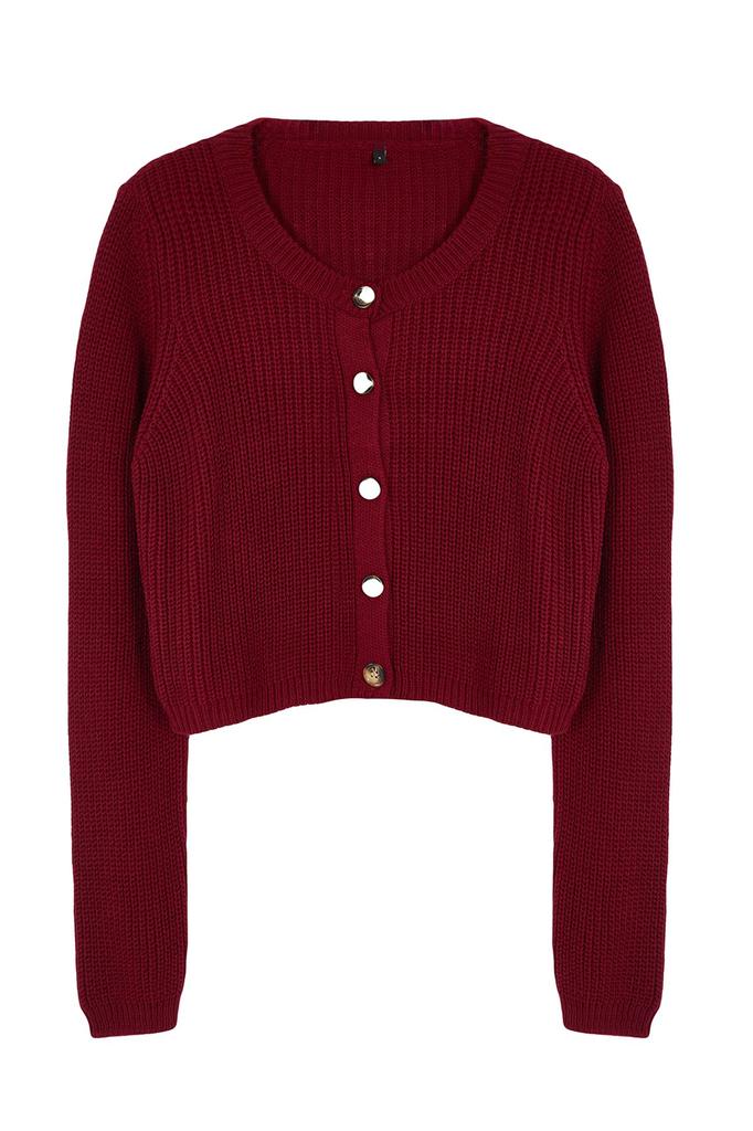 Women's Fashion Stylish Cardigan Navy Blue Super Crop Basic Knitwear Cardigan