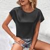 Женские повседневные топы без рукавов, однотонные атласные универсальные рубашки с круглым вырезом, топы