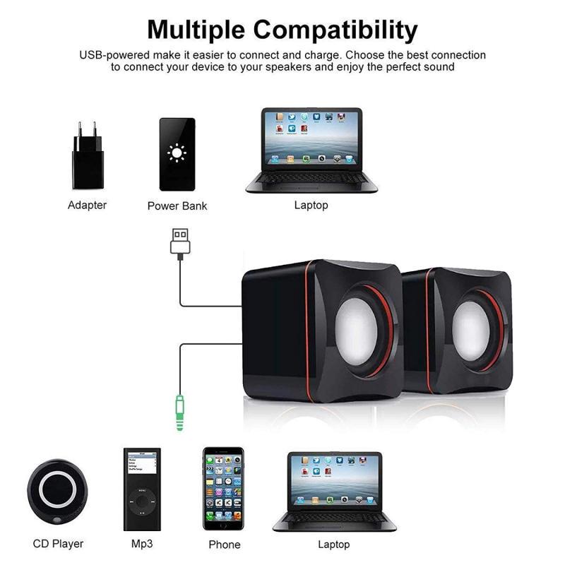 Portable Computer Speakers USB Powered Desktop Mini Speaker Bass Sound Music Player System Wired