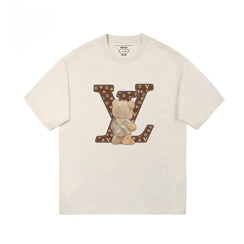 Bear High Street Модный Бренд Свободная Футболка для Полных Мужская с Короткой Рукавом Пятирукавка Чистый Хлопок Большого Размера Верх