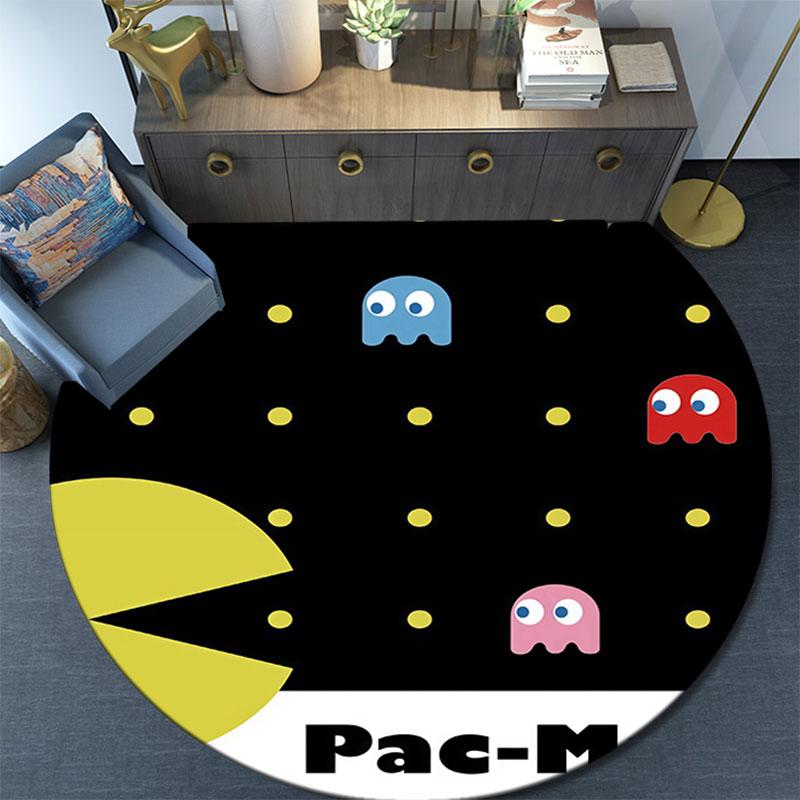 Pac‑Man Poster pattern round rug,Carpet Rug for Living Room Bedroom Playroom ,Non-slip Floor Mat,Holiday Gifts and Birthday Gifts.