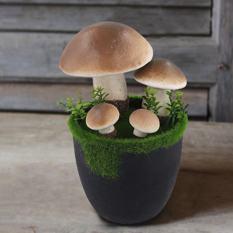 1PC Simulation Moss Flower Pot Mushroom Artificial Mushroom Bonsai Plant Potted Faux Garden Decor