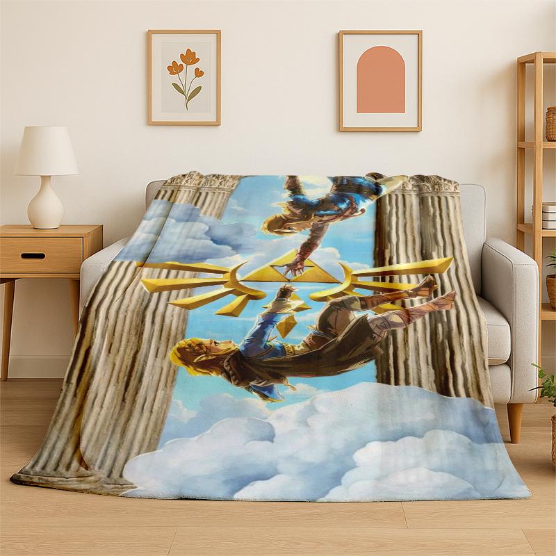 Classic Game Z-Zelda Cartoon Link Flannel Blanket Soft Warm Throw Blanket for Bedroom Living Room Bed Travel Camping Picnic