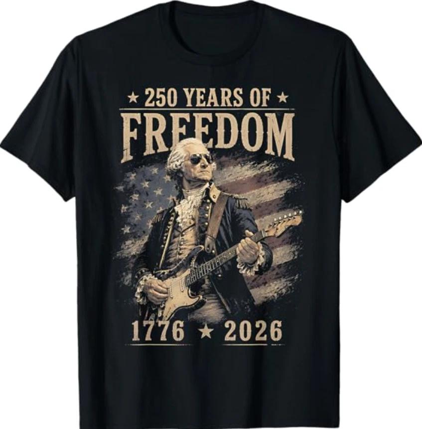 250th Anniversary George Washington Playing Guitar 4th July T-Shirt