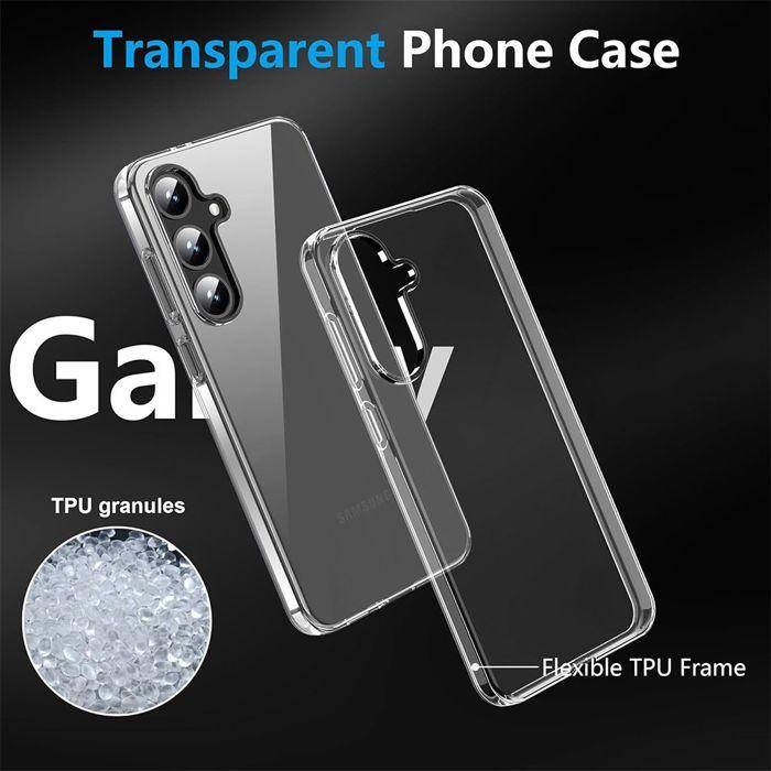 Coque pour Samsung Galaxy A37 5G, Silicone Transparent Antichoc Anti-Rayures - 2 Verres Trempés