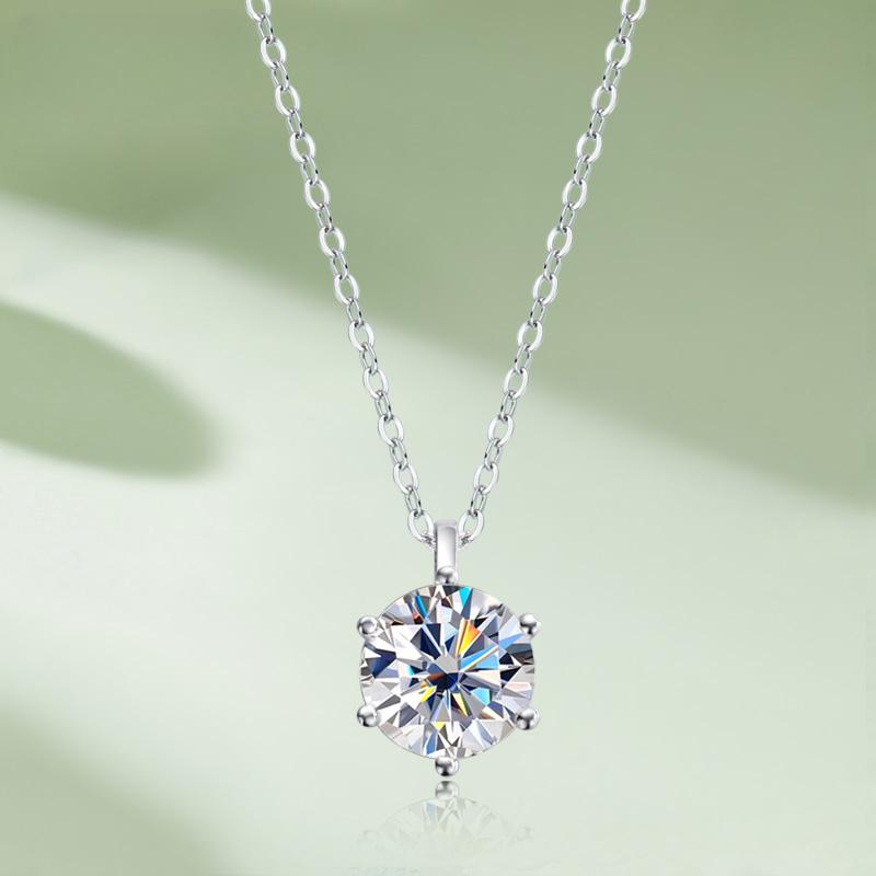 D Цвет 2CT Круглый Муассанит Ожерелье Подвеска Для Женщин S925 Серебряный Алмаз Тест Прошлый Белый Драгоценный Камень Цепи Ювелирные Изделия