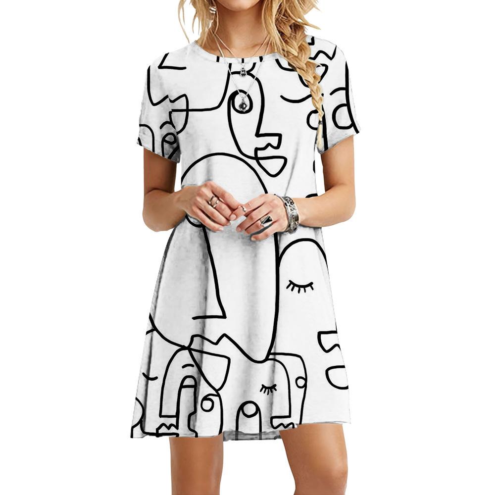 Модные летние платья-бабочки, женское элегантное свободное платье с коротким рукавом и 3D принтом, винтажное повседневное мини-платье с круглым вырезом