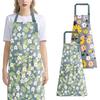 Becanno Women's Waterproof Apron, Adjustable Cooking Apron, Unisex Set of 2 with Pockets, Floral Print Apron for Cooking, Gardening, Baking, and