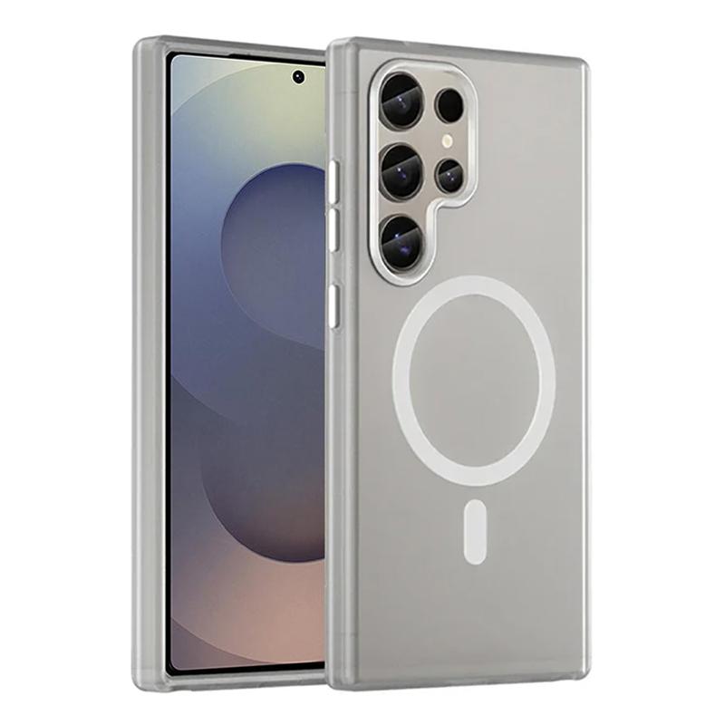 For Magsafe Matte Candy Translucent Phone Case For Samsung Galaxy S25 S24 Ultra S23 Plus FE Shockproof Wireless Charging Cover