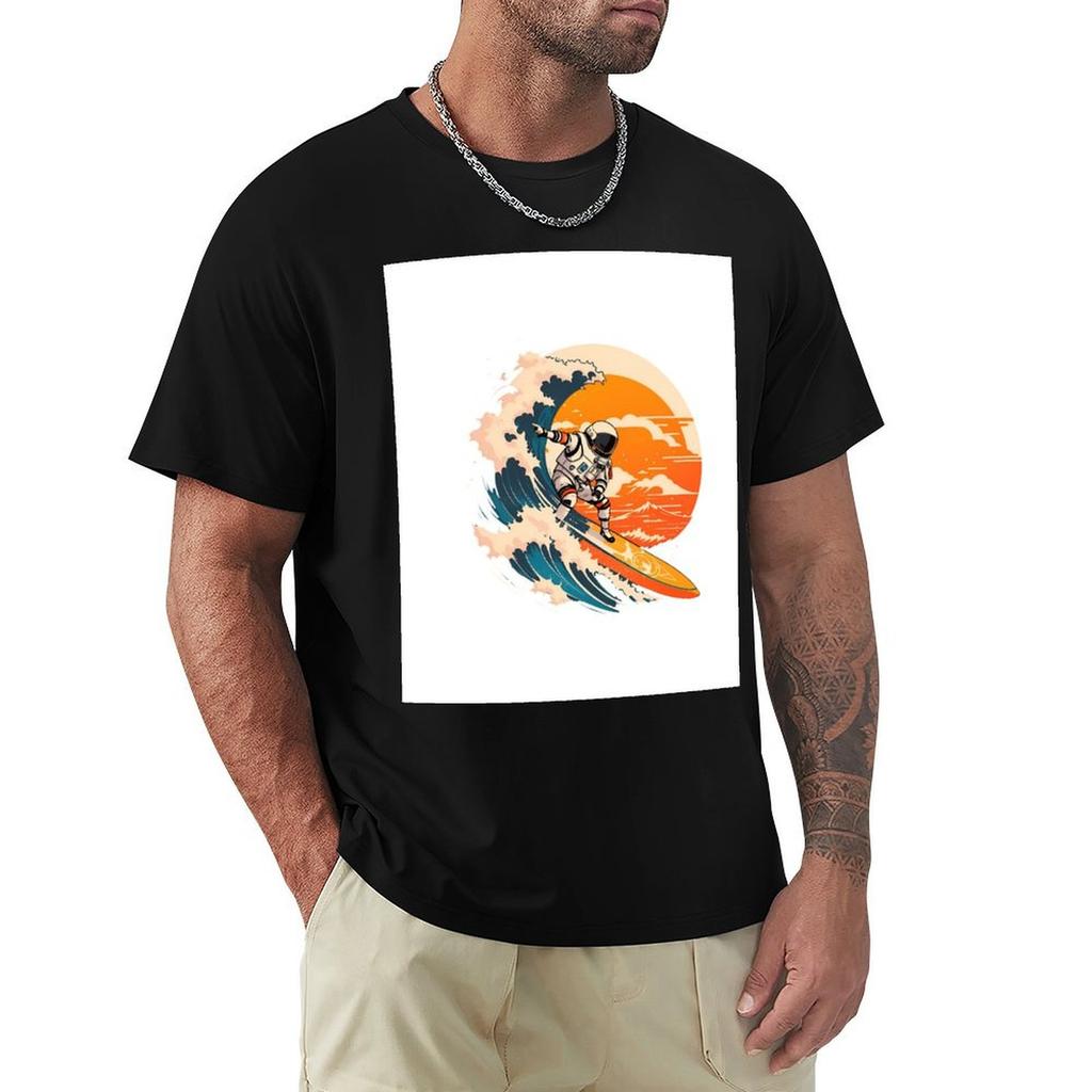 Outer space surfing astronaut astronaut surfing cosmic waves TShirt anime affliction shirts sports fans mens graphic tshirts
