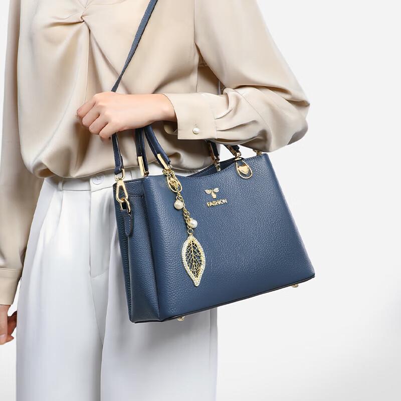 Женская сумка-тоут Kelly из коровьей кожи первого сорта, цвет Эгейское море