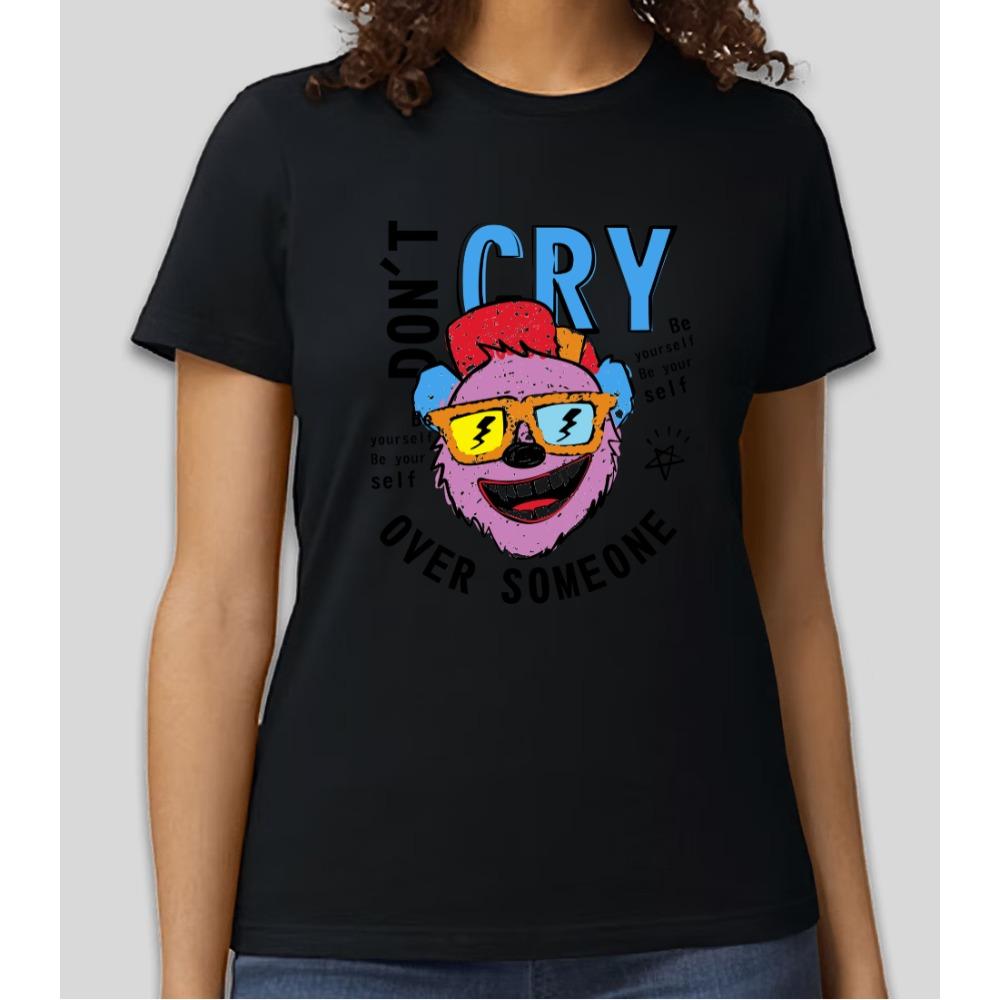 Dont Cry Over Someone Cartoon Bear Print Tshirt Unisex Streetwear Inspired Graphic Print Casual Short Sleeve Cotton Tee Tops