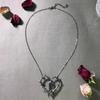 Vintage Gothic Thorny Heart Pendant Necklace For Women Black Color Goth Punk Halloween Wizard Crystal Necklace Fashion Jewelry