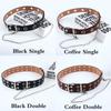 Women Punk Chain Belt Adjustable Black Double/Single Eyelet Grommet Metal Buckle Leather Waistband for Jeans