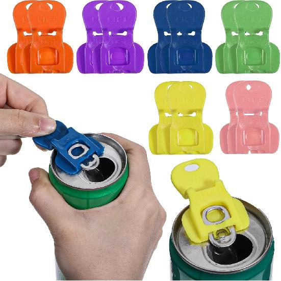 12 PCS Easy Tab Opener & Drink Protector, 6 Colors Sealing Simple Plastic Bottle Opener Complete Cover Easy Tab Opener Drink Cans Protector Cap for