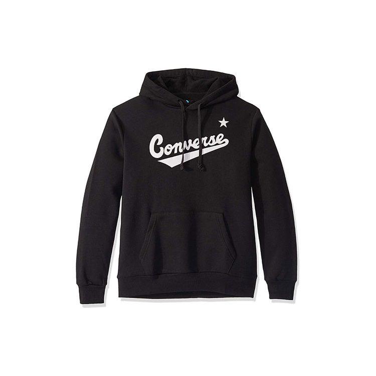 Converse Толстовки Мужские Черные С Капюшоном Умеренная Обычная 10019004-A01