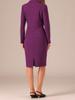 Деловой юбочный костюм Allegra K, блейзер с длинным рукавом и юбка-карандаш, комплект из 2 предметов, однотонный, для работы, повседневный, женский, фиолетовый, размер M