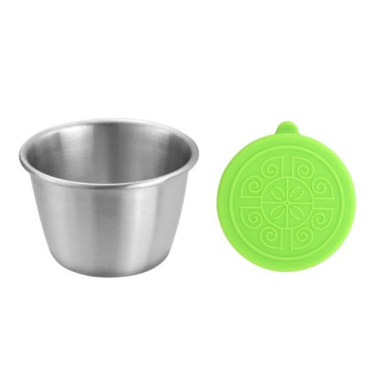 1/6Pcs Dipping Cup Stainless Steel Sauce Cup with Leakproof Lid 70ml Reusable Condiment Container
