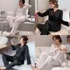 Women Ice Silk Pajamas Sweet Lovely Thin Section Spring Summer V-Neck Homewear Fashion Korean Simple Solid Loungewear