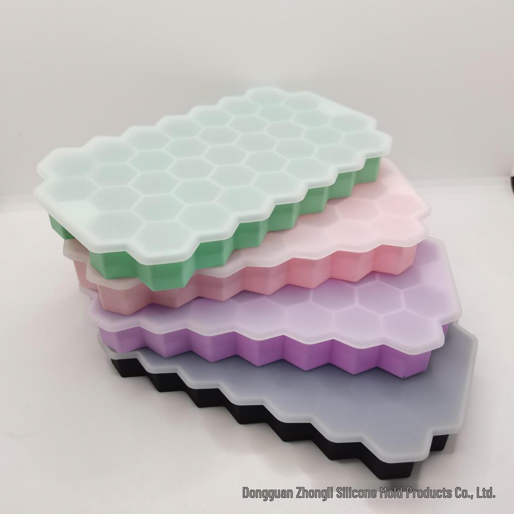 37-Cell Silicone Honeycomb Ice Cube Tray with Lid, Easy-Release DIY Mold