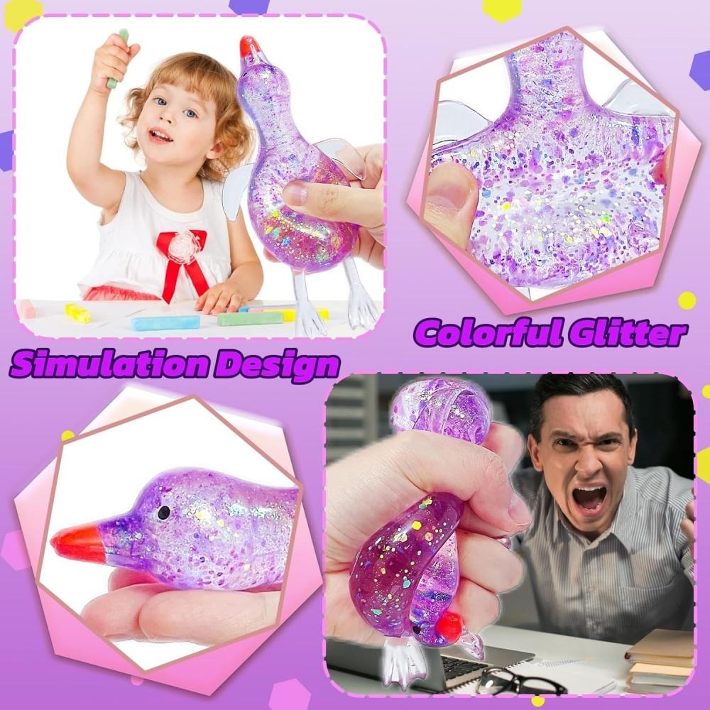 Squishy Glitter Duck Kids Fidget Toy Animal Sugar Stress Ball Stress Relief Sensory Toy Party Favors Easter Basket Stuffers