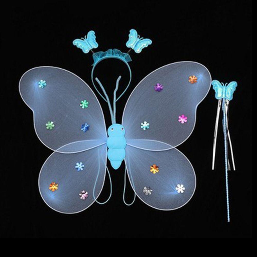 Костюм Принцессы Костюмные Наборы Наряжаться Блестящая Бабочка Детская Повязка на Голову Крылья Бабочки Девочки