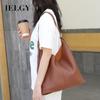 IELGY Korean Version of Casual Retro Bucket Bag, Fashionable Lychee Pattern Child and Mother Bag, Soft Leather Shoulder Messenger Women's Bag
