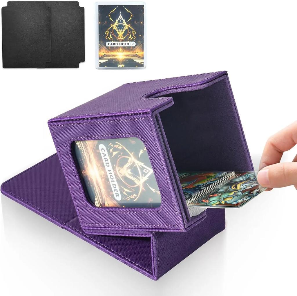 Вмещает 100+ колод торговых карт Бокс для колоды для MTG Commander Дисплей с 2 разделителями Коробка для хранения игровых спортивных карт ПУ Магнитный кейс для колоды