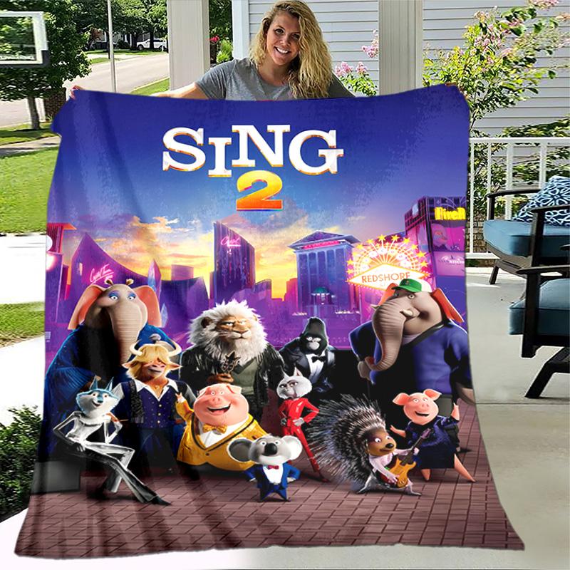 1pc Blanket - Sing Print Design, Lightweight Blanket for Sofa, Bed- Soft &Warm, Gift for All Seasons