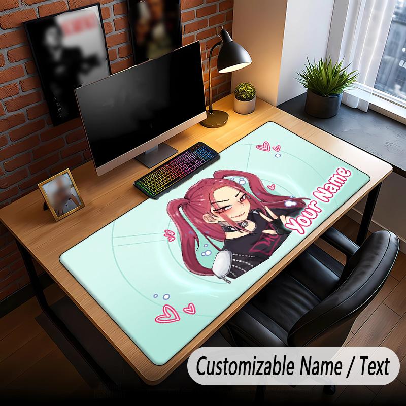 Large Mouse Pad Kpop Demon Hunters Print Custom Name Text Desk Mat for Office Gaming