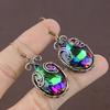 Mystic Rainbow Topaz Copper Wire Wrap Jewelry Earring 2.21 N8H21