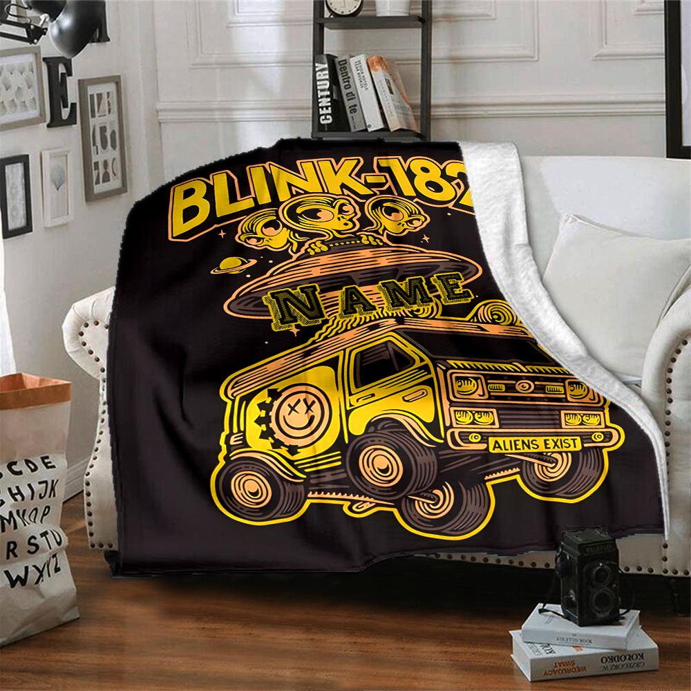Blink182 Ufo Aliens Van Four Seasons Blanket Customized With Your Name Lightweight And Warm Perfect Gift For Home Office Camping Sofa Travel Beach