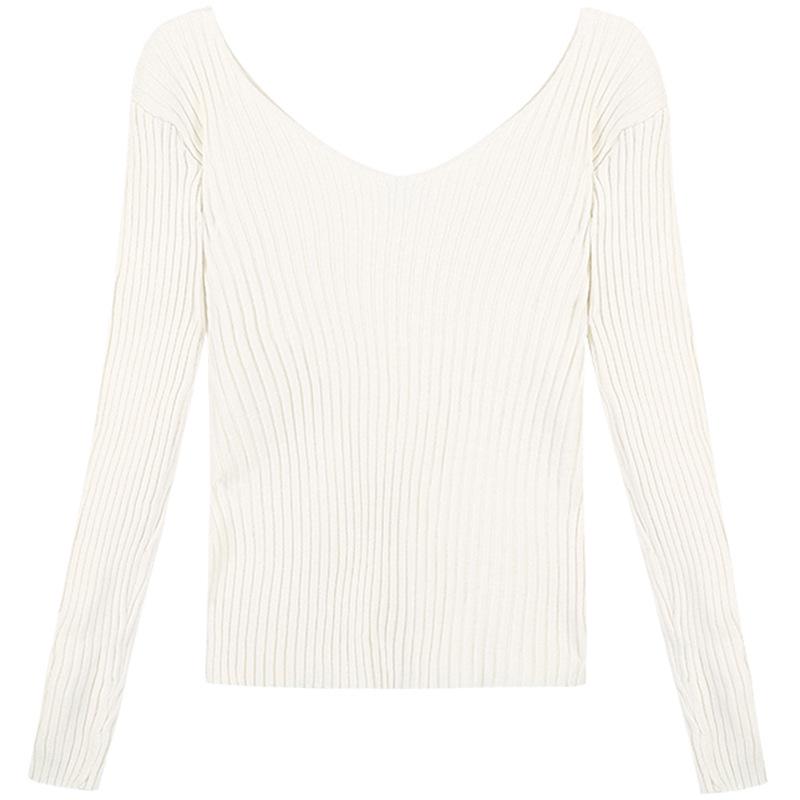 Women's V-Neck Slim-Fit Knit Sweater - Autumn 2022 Split Design