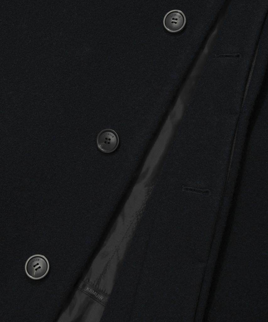 KIIMUIR [Drape Wool] Cashmere Blend Semi-Overfit Balmacaan Coat_Navy