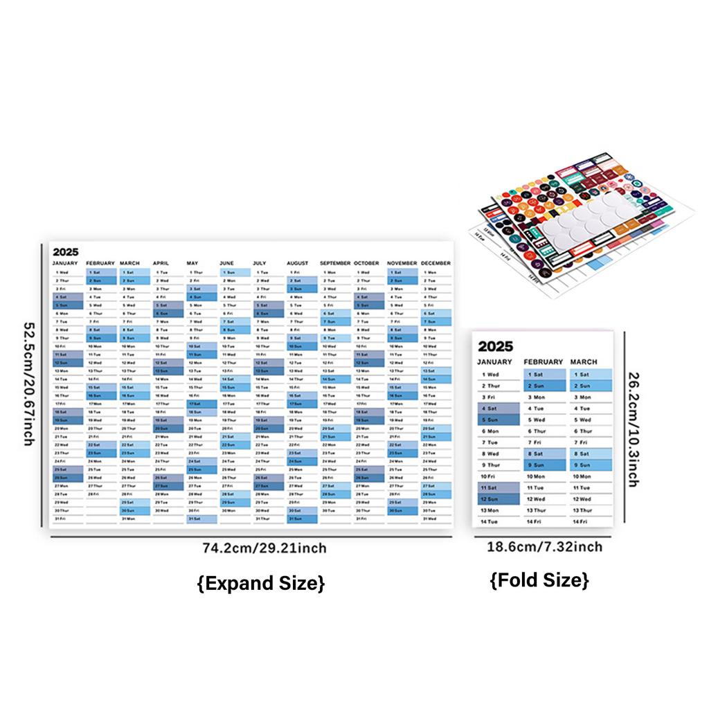 2025 Годовой календарь-планировщик Семейный домашний календарь-планировщик 2025 Полный годовой календарь-планировщик 74x52 см с 01.2025 по 12.2025