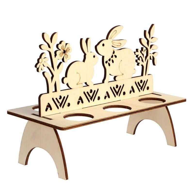 Creative DIY Rabbit Chick Easter Egg Tray Wooden Cute Party Decoration