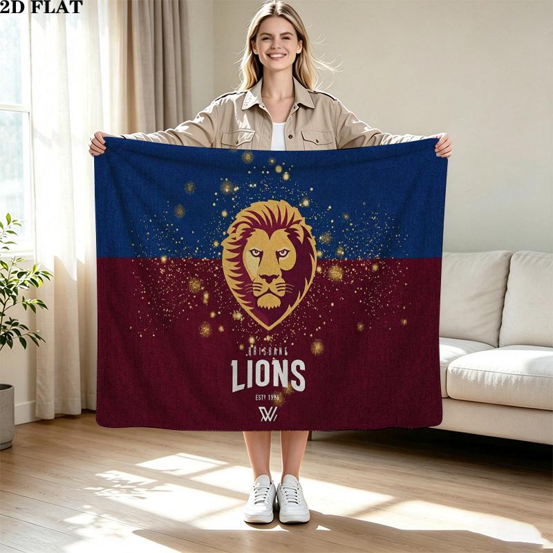 Фланелевое одеяло с принтом Brisbane Lions Высококачественное Теплое Уютное Покрывало для Всех Сезонов Идеально для Подарков Домашний Декор