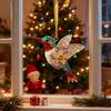 Hummingbird Christmas Ornaments Glitter Rhinestones Floral Hummingbird Ornaments for Christmas Tree 2D Acrylic Keepsake Gifts for Bird Lovers