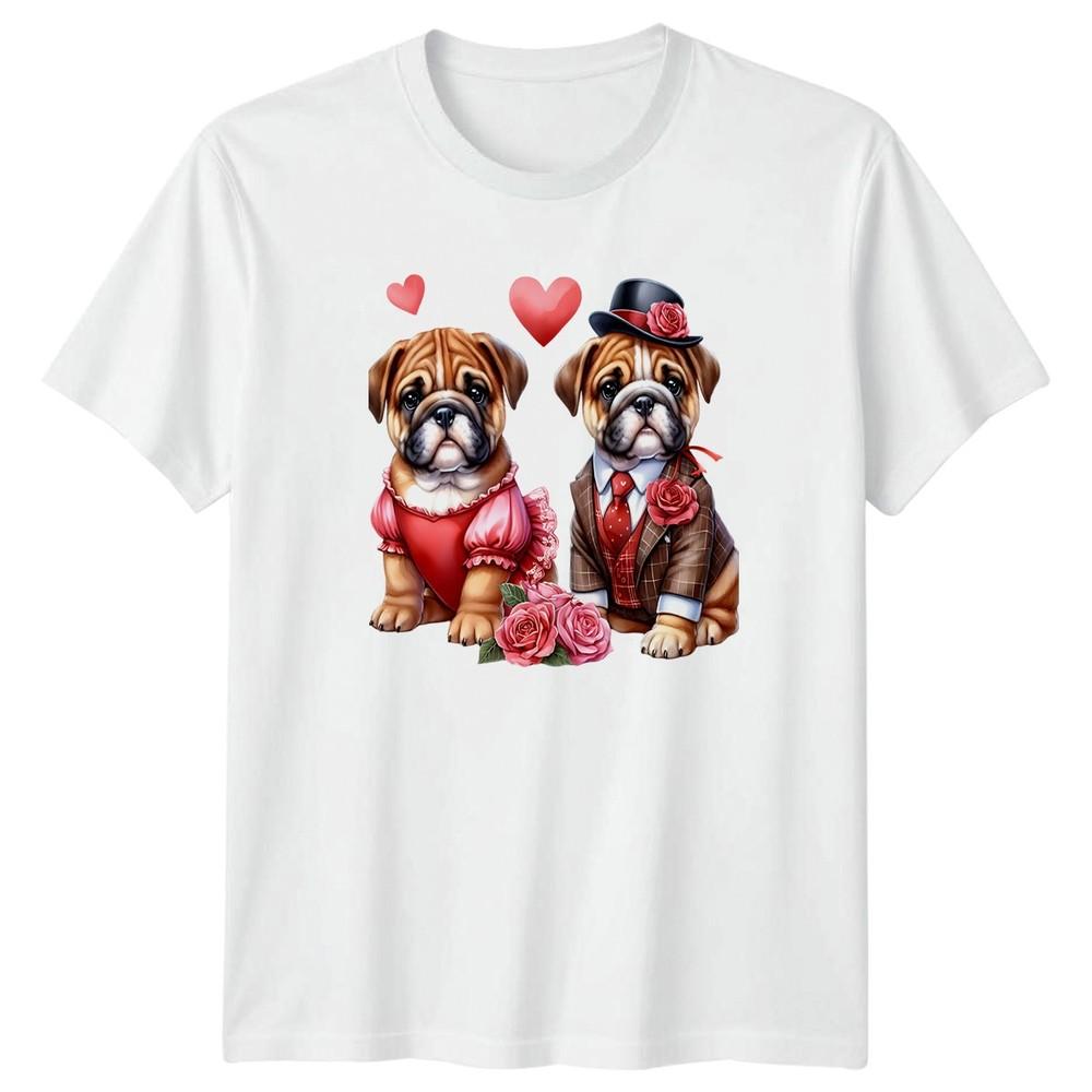 Bulldog Puppies Valentines Day Unisexs TShirt Unisexs Tee Graphic Unisex Top