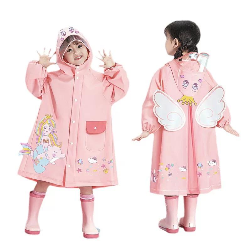 New Style Children's Raincoat for Boys and Girls, Elementary School Students, Kidsren Aged 1-12, with a Backpack Compartment, Rain Poncho