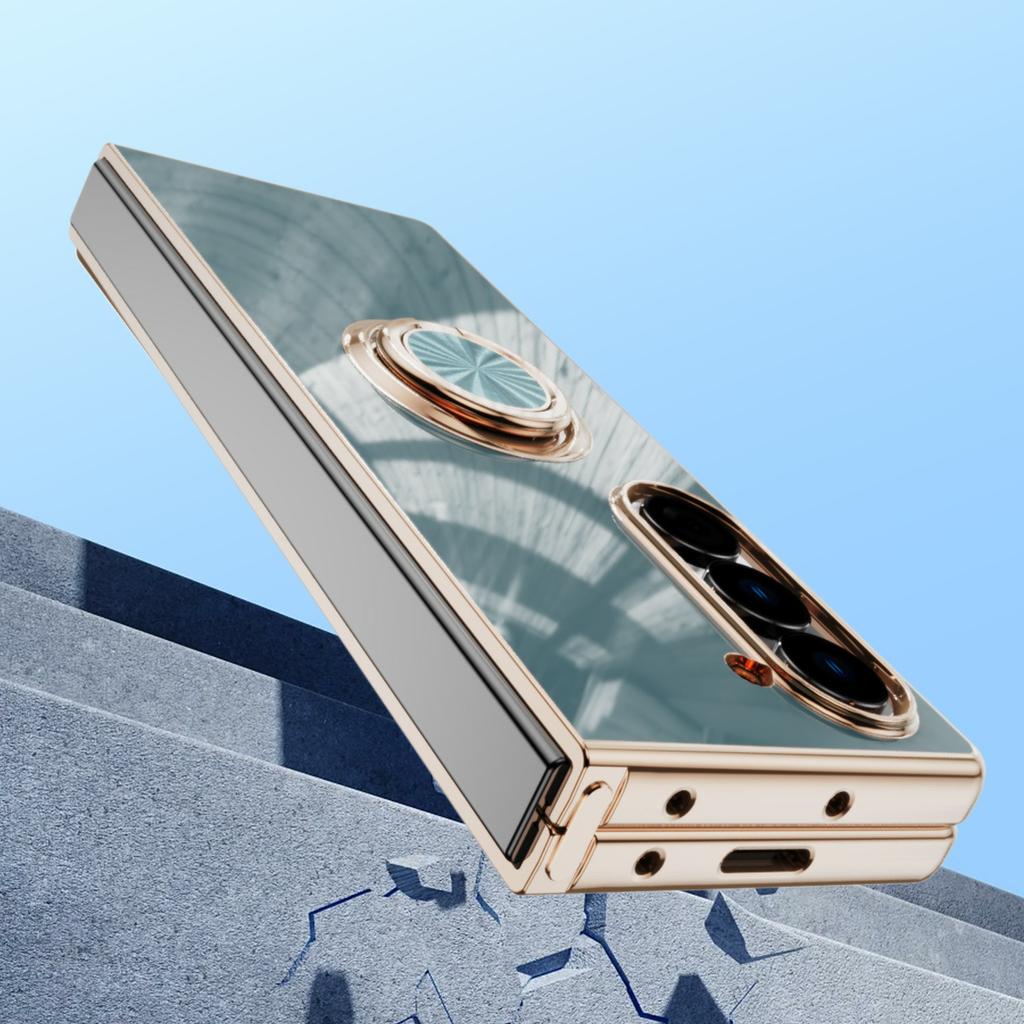 For Samsung Galaxy Z Fold6 5G Case Precise Cutouts 6D Electroplating TPU Phone Cover with Ring Holder