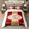 Custom Bedding Set PSV Eindhoven FC Pattern, Print Name Text 1 Duvet Cover plus 2 Pillowcases Home Textile