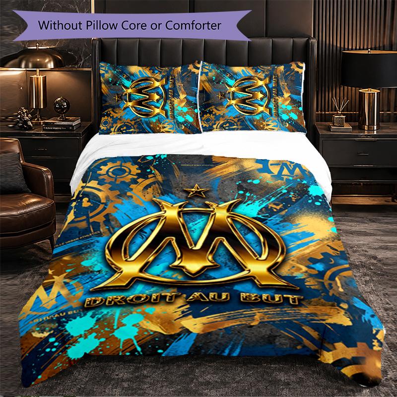 Olympique Lyonnais FC Themed Bedding 3Pcs Duvet Cover Set Decorative Bed Linen For Teen Room Home Decoration