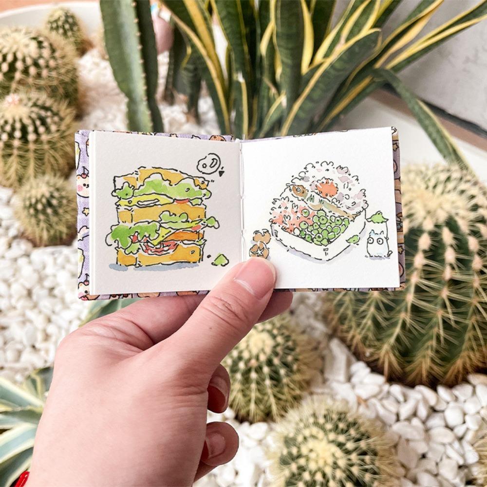 Flower Mini Fabric Watercolor Book Colorful Mini Watercolor Painting Book Painting