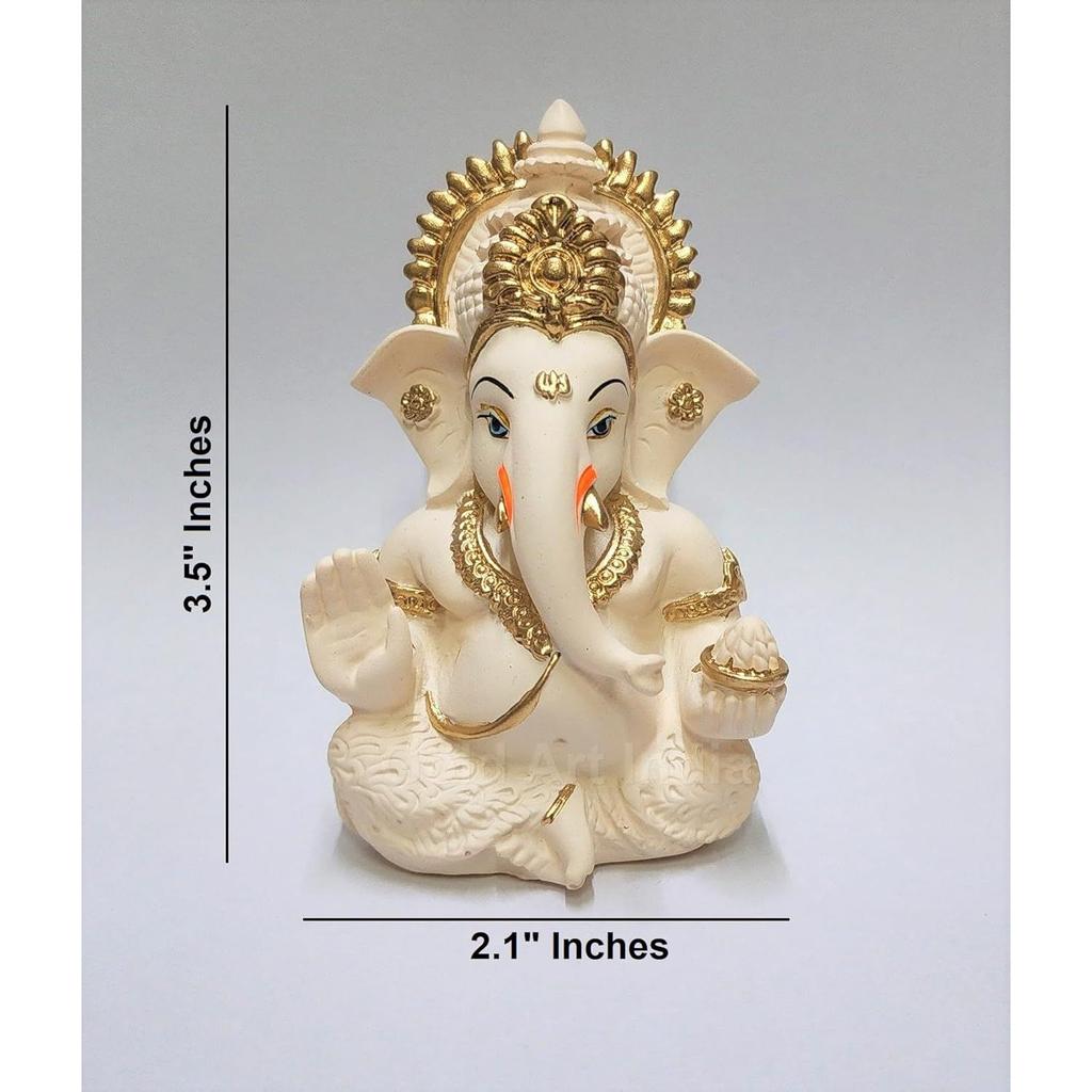 Персиковый Слоновая кость Отделка Идол Ганеши Идол на приборную панель автомобиля Мурти Ганеши Идол Ганапати Для домашнего декора Пуджа Статуэтка Господа Ганеши Подарок для офисного стола Комната для пуджи