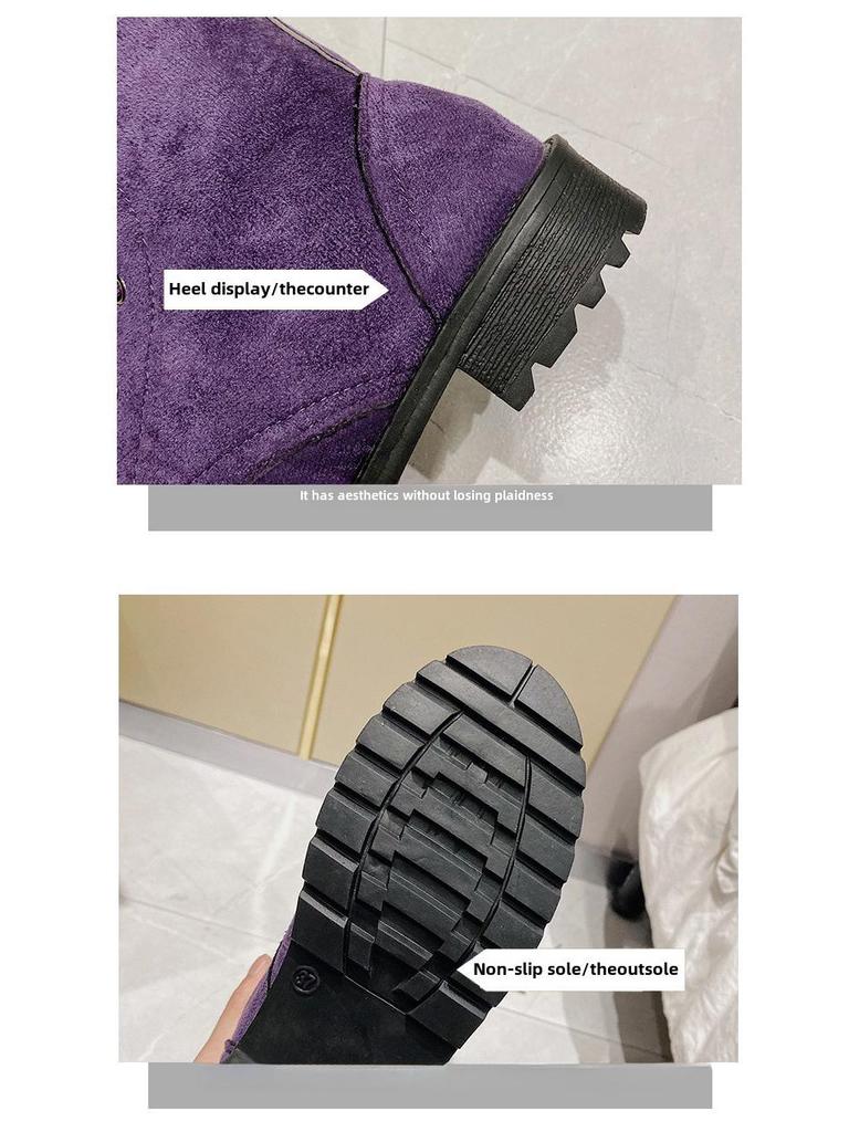 European & American Style Lace-Up Over-the-Knee Round Toe Long Boots for Women, Large Size 43, Autumn/Winter 2020.