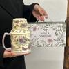 Цветы как парчовая керамическая чашка-чайник офисная ретро чашка для чая керамическая кружка подарочная коробка на день рождения